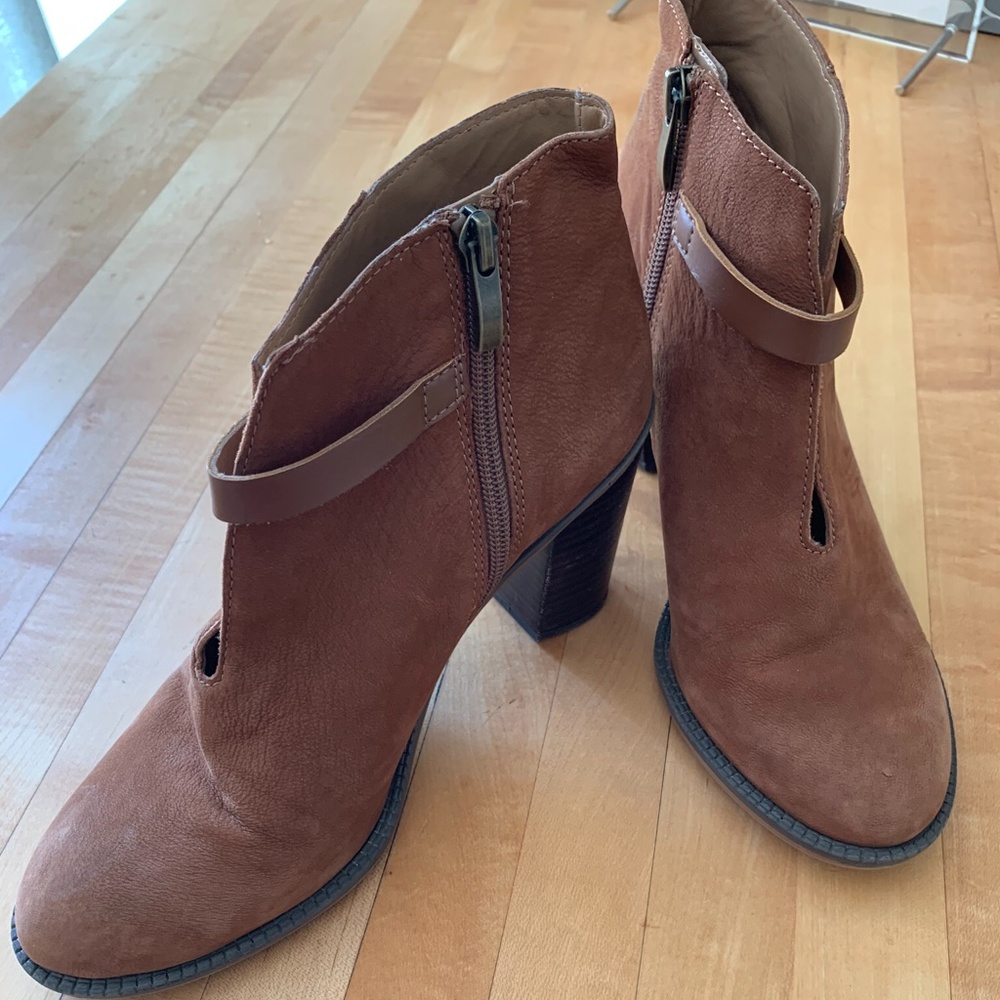 FRANCO SARTO ELVIS LEATHER  BROWN ANKLE BOOTIE SHOE SIZE 8